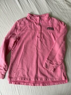 Vineyard Vines Girls M 10-12 Pink Shep Shirt Pullover 1/4 Snap Cotton